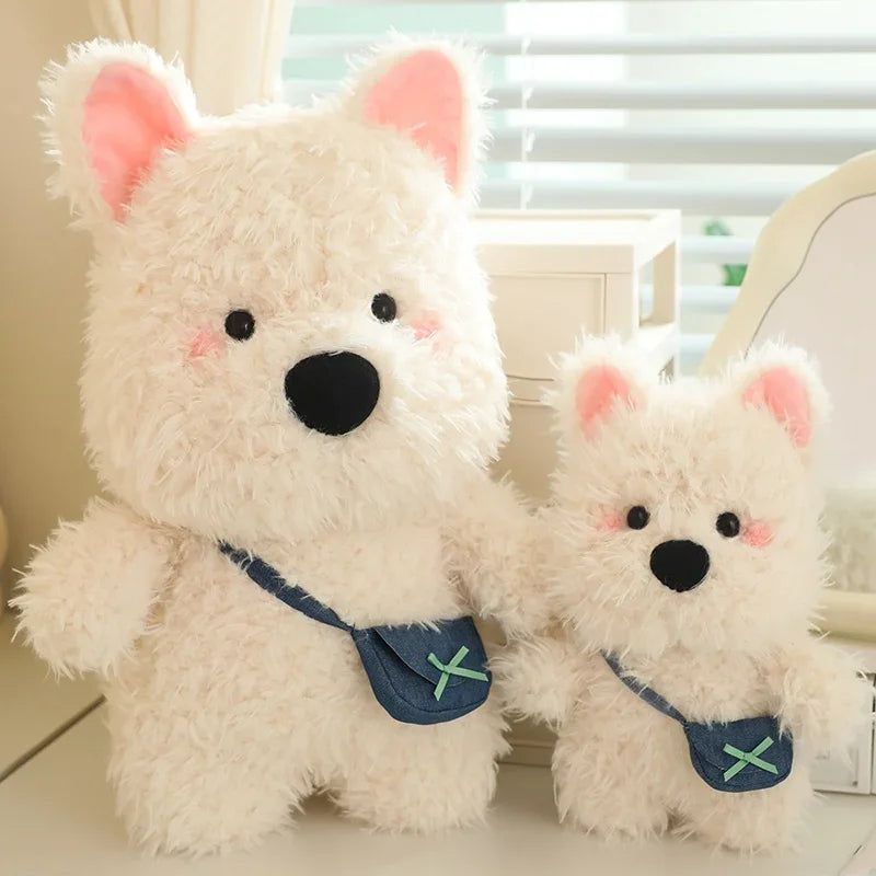 Nice White Dog Satchel With Long Hair Super Soft Dolls