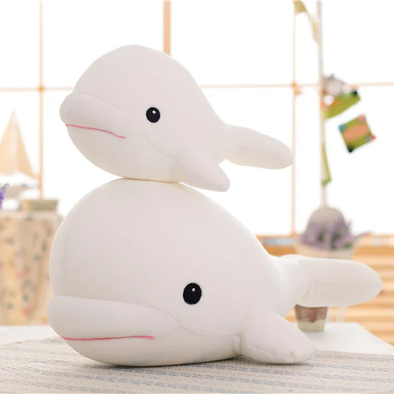 Lovely Soft White Whale Plush Toy – Foam Particle Filled Plush Doll for Kids