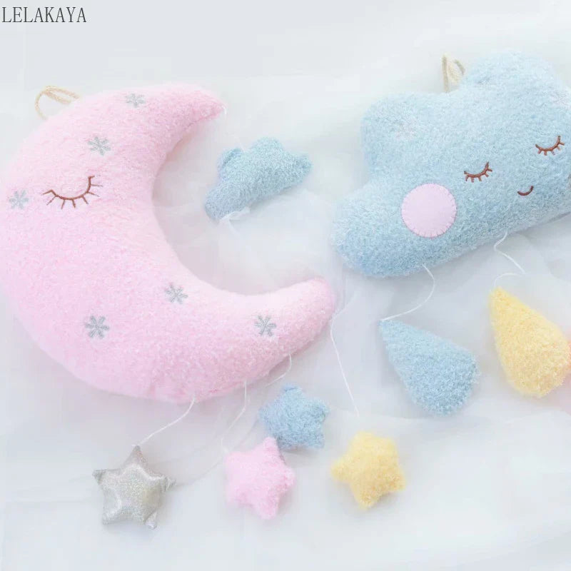 Cute Cloud Moon Rain Drops Plush Toys Wall Hanging – A Whimsy of Weather and Wonder