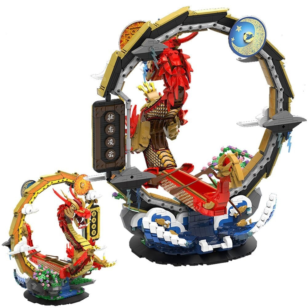 Dragon Boat Festival nano-block building set; 2000+ pieces, red & gold dragon boat, 4 mini dolls, premium ABS plastic, detailed instructions.