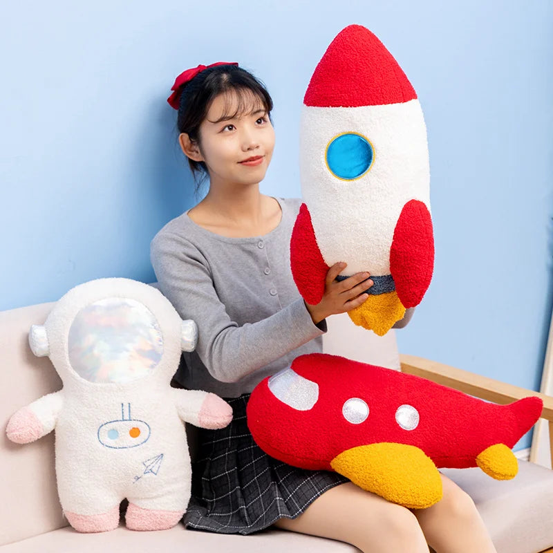 Cartoon Astronaut & Rocket Ship Plush A Space Adventure in Your Arms