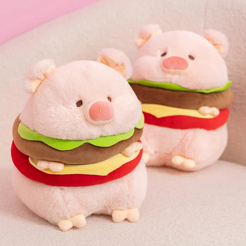 Kawaii Angel Hamburger Heart Backpack Pig Plush Toy