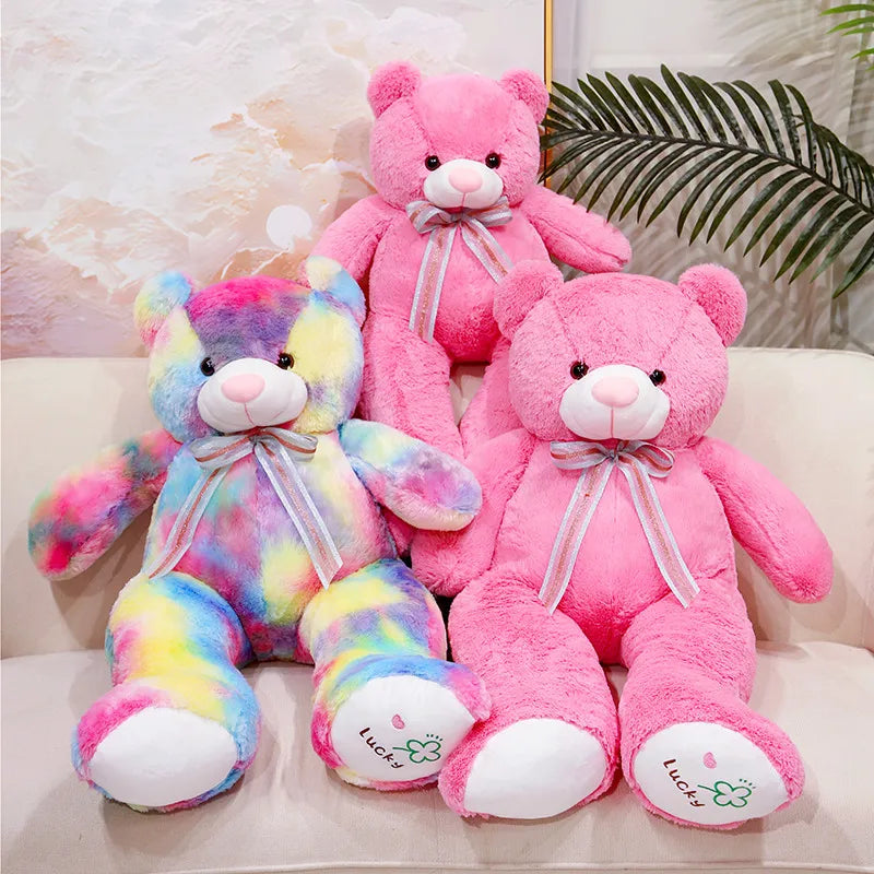 Cartoon Pink Rainbow Colors Teddy Bear Plush Doll – Where Color Meets Cuteness