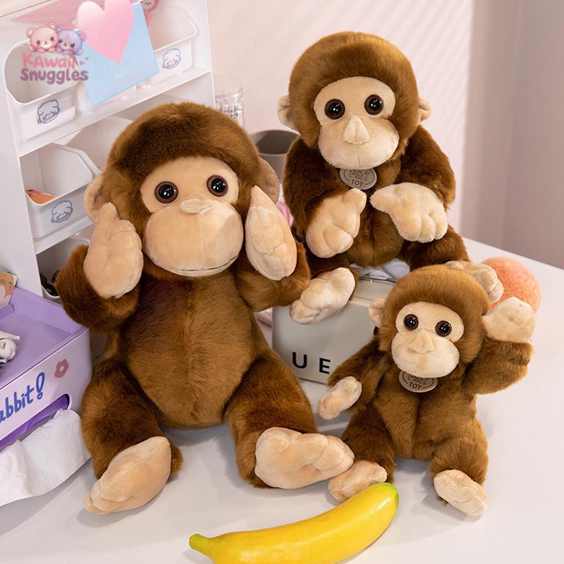 Realistic Dark Brown Monkey Plush – Soft & Adorable Companion