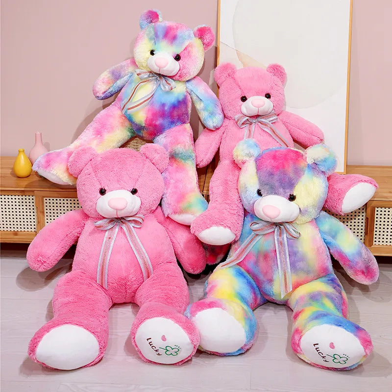 Cartoon Pink Rainbow Colors Teddy Bear Plush Doll – Where Color Meets Cuteness