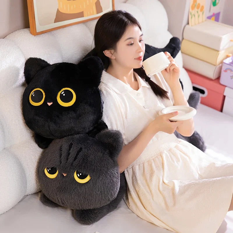 Cute Black Cat Plush Toy – Kawaii Cuddly Pillow Gift