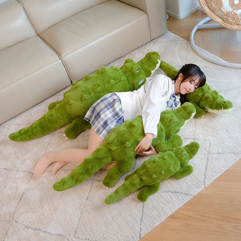 Simulation Large Soft Crocodile Plush Toy Fluffy Full Stuffed Animal Pillow