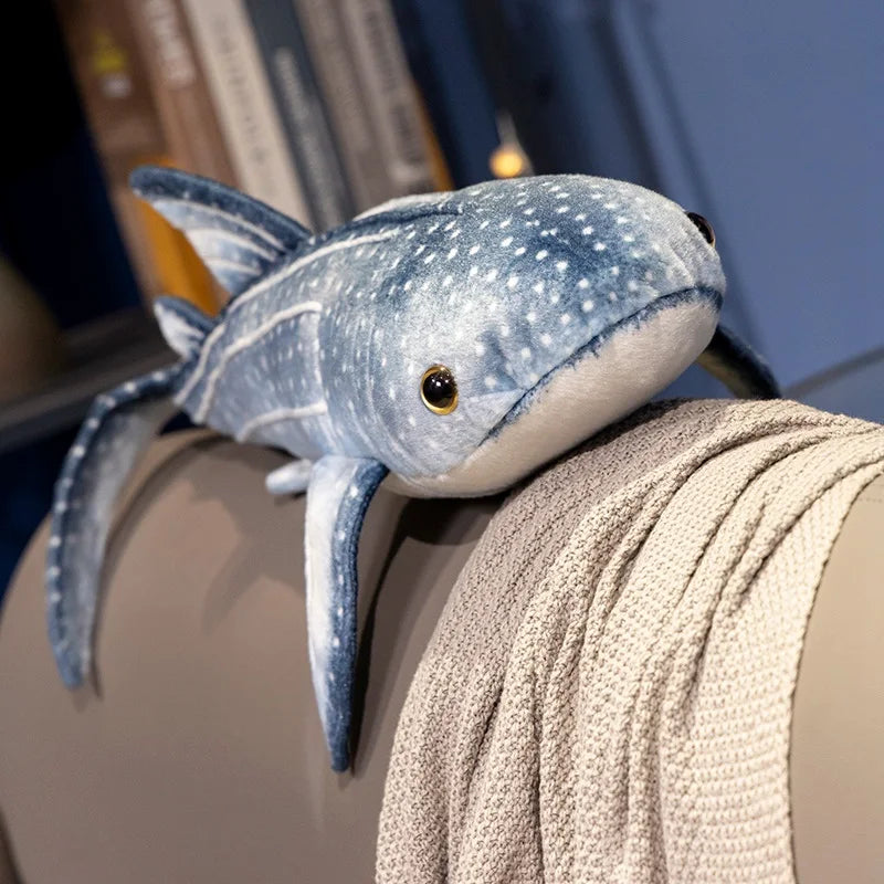 Simulated Whale Shark Plush Toy Soft Stuffed Sea Animal Doll Long Pillow Cushion