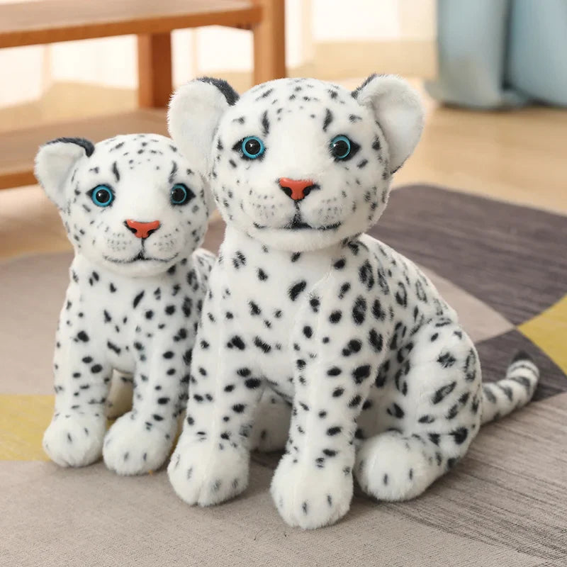 Simulation White Leopard Lifelike Animal Plushie Sitting Spotted Leopard Nice Gift