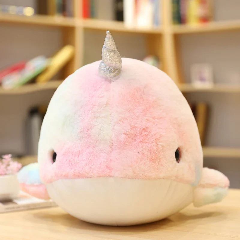 Colorful Narwhal Plush Toy – Soft, Kawaii Rainbow Marine Buddy