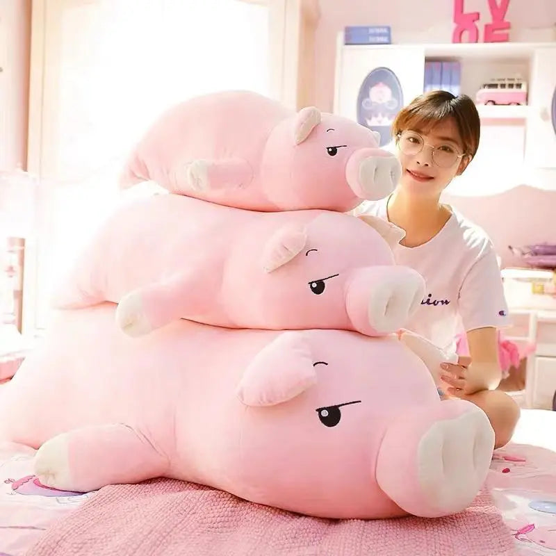 Giant pink pig plush toy, 43 inches, made of soft PP cotton, perfect for cuddling and relaxation. Hypoallergenic and ethically sourced.