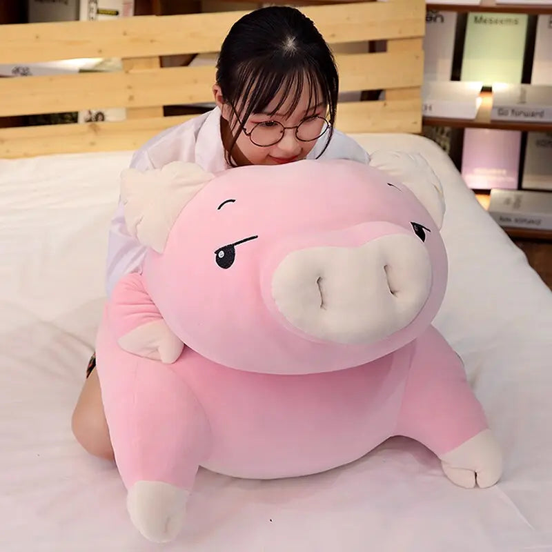 Huge 43" pink pig plush toy, made of soft PP cotton, perfect for cuddling and relaxation. Hypoallergenic and ethically sourced.