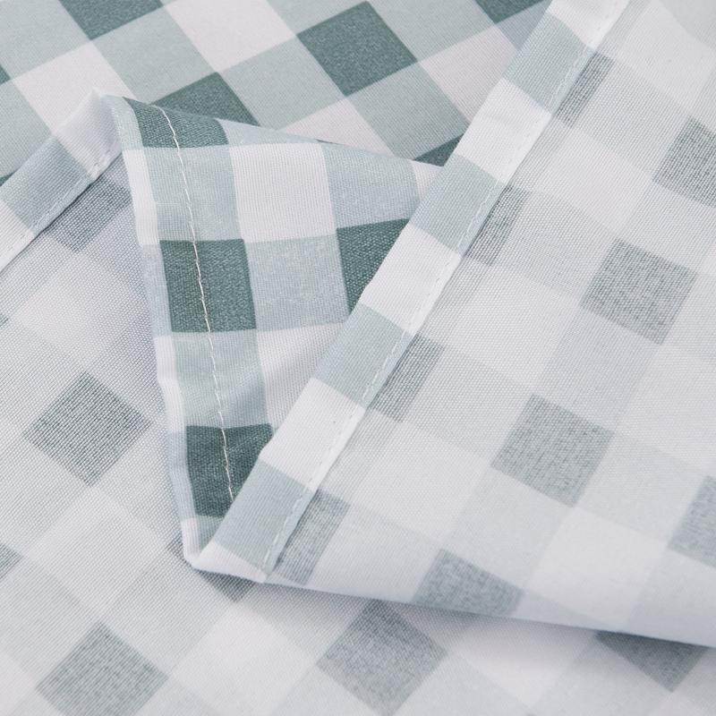 Girls' reversible bedding set, green gingham pattern, 100% microfiber, includes duvet cover, flat sheet & pillowcase(s).