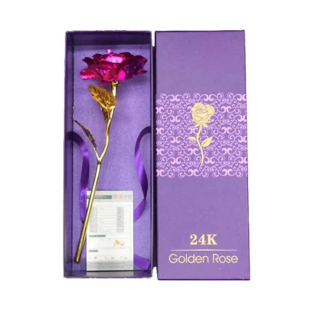 Iridescent galaxy rose in a 24k gold-plated frame, heart-shaped stand, engraved "Love You For Life," perfect gift.