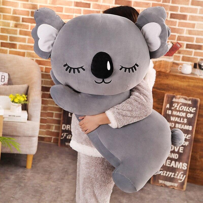 Large gray koala plush toy, hypoallergenic PP cotton, soft & cuddly, perfect for relaxing.