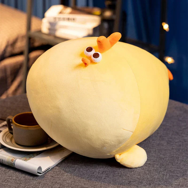 Chonky yellow Jaba chicken plush toy, made of soft PP cotton, perfect for cuddling. Available in five sizes.