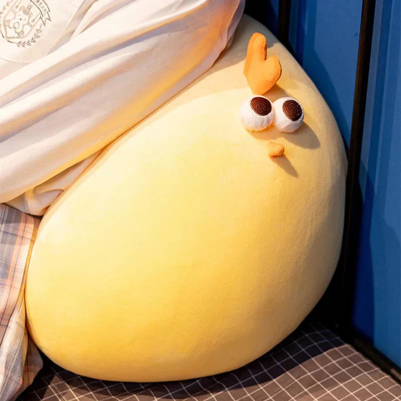 Chonky yellow Jaba chicken plush toy, made of soft PP cotton, perfect for cuddling.  Available in multiple sizes.