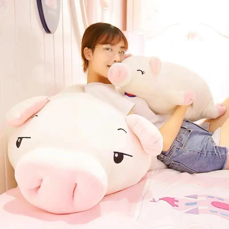 Huge 43" Jaja plush pig, soft PP cotton, hypoallergenic, huggable, comfy, perfect for all ages.