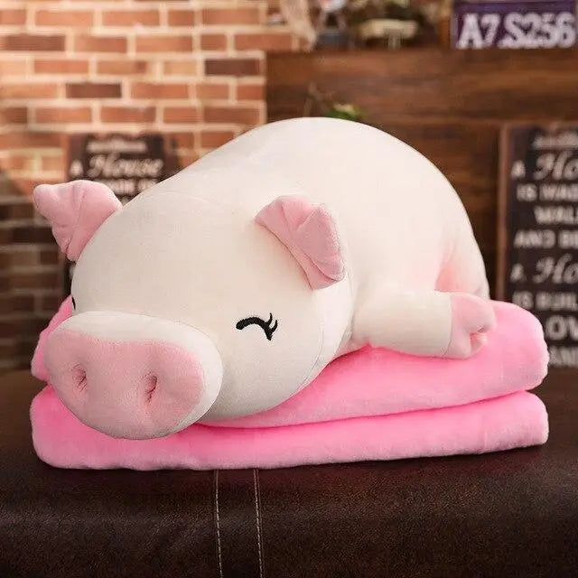 Huge 43” white Jaja pig plush toy; super soft PP cotton, hypoallergenic, perfect for snuggling.