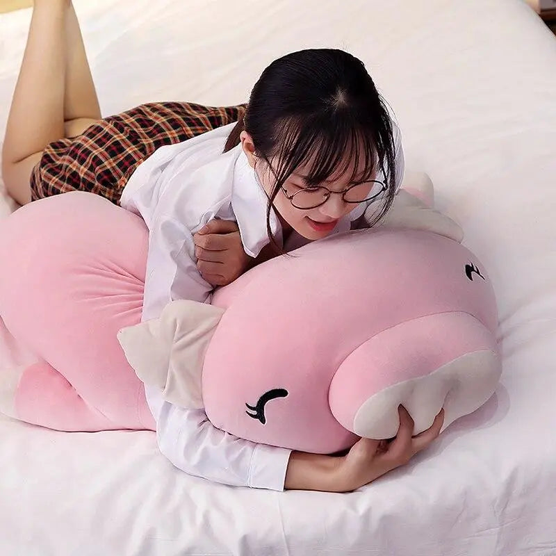 Huge pink Jaja pig plushie, 43 inches of soft PP cotton, hypoallergenic, perfect for cuddling and relaxation.