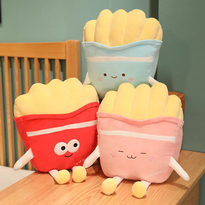 Kawaii French fries plush toy; soft PP cotton, three colors, three sizes, perfect gift.