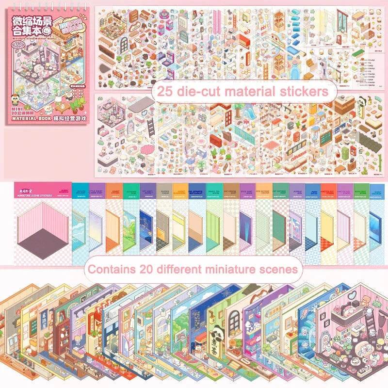 20Pcs Kawaii Families 3D Sticker Scenes Book
