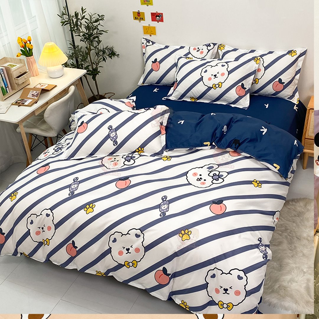 Nautical Bear Bedding | Navy Stripe Kids Microfiber Duvet