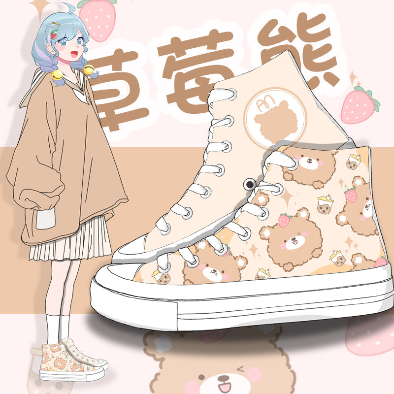 Brown Kawaii Bear Women's Sneakers Trainers