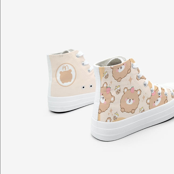 Brown Kawaii Bear Women's Sneakers Trainers