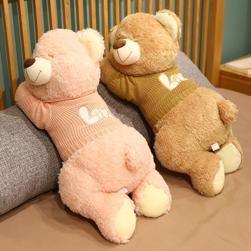 Fluffy Sleeping Brown White Dog Bear Plushie