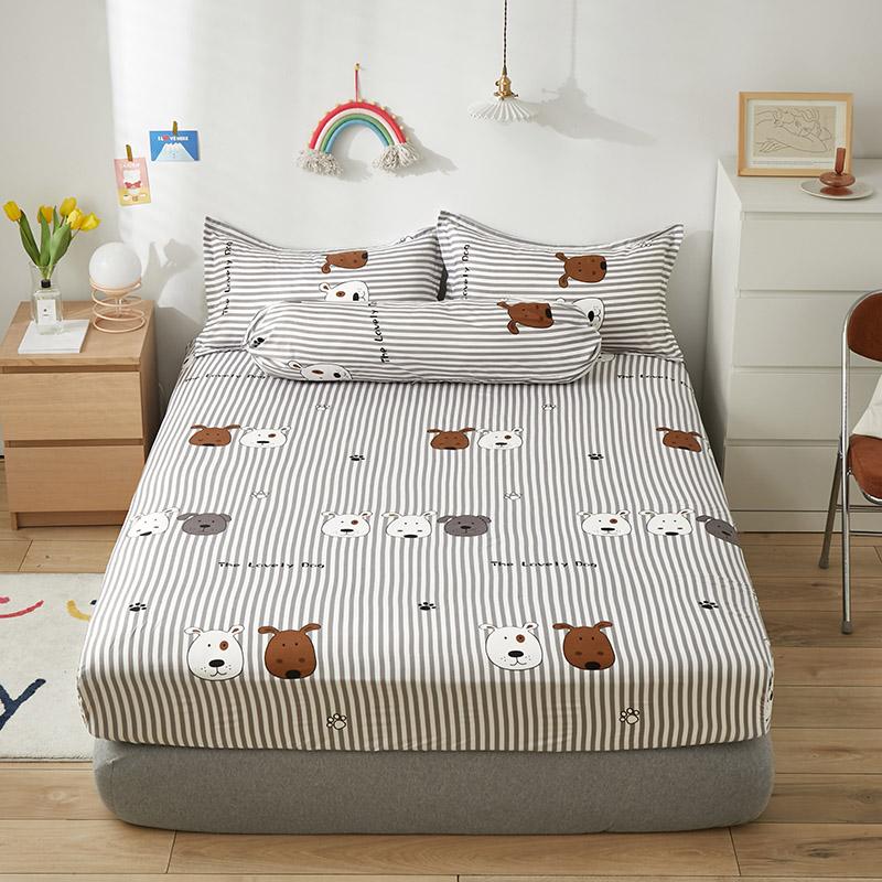 Grey Striped Dog Fitted Bedsheet