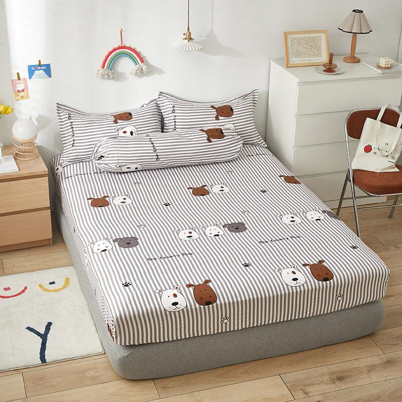 Grey Striped Dog Fitted Bedsheet