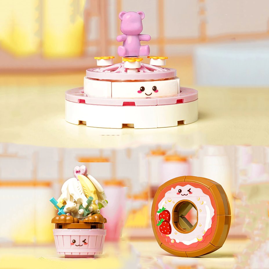 Juicy Burger Meal with Yummy Sweet Dessert Micro Sets