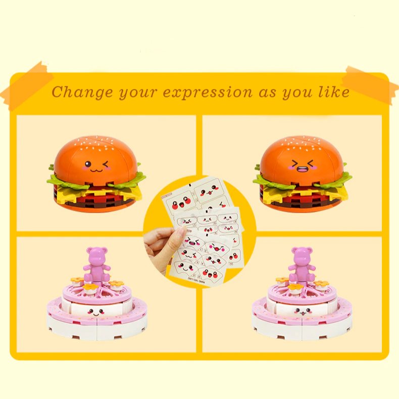 Juicy Burger Meal with Yummy Sweet Dessert Micro Sets