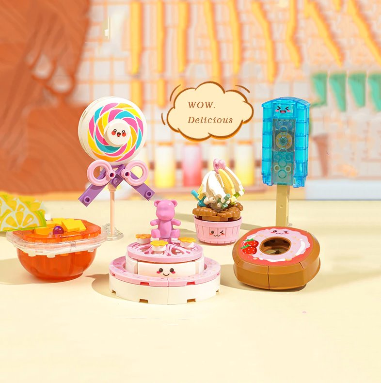 Juicy Burger Meal with Yummy Sweet Dessert Micro Sets