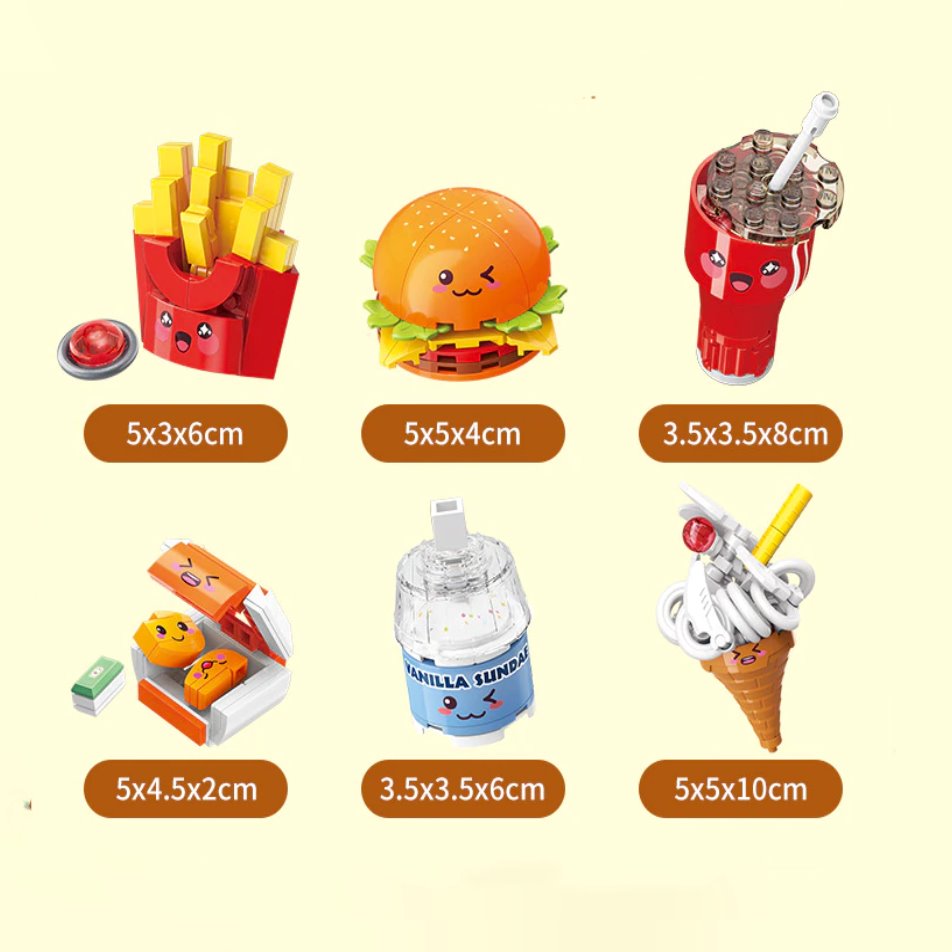 Juicy Burger Meal with Yummy Sweet Dessert Micro Sets