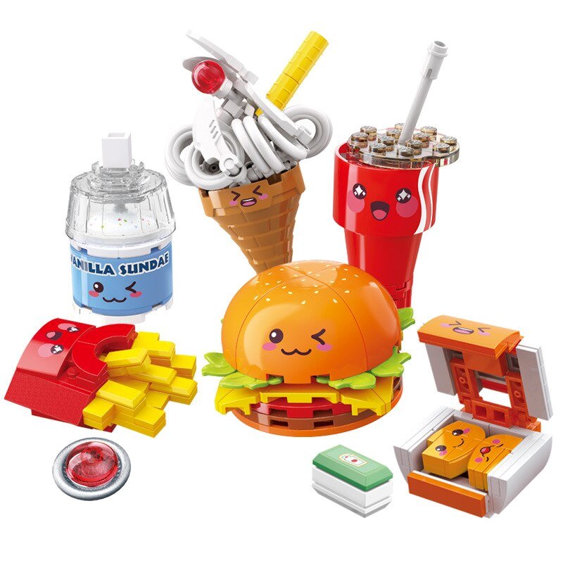 Juicy Burger Meal with Yummy Sweet Dessert Micro Sets