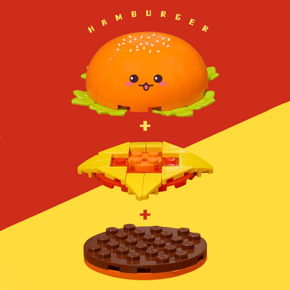 Juicy Burger Meal with Yummy Sweet Dessert Micro Sets