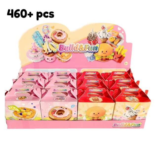 Juicy Burger Meal with Yummy Sweet Dessert Micro Sets