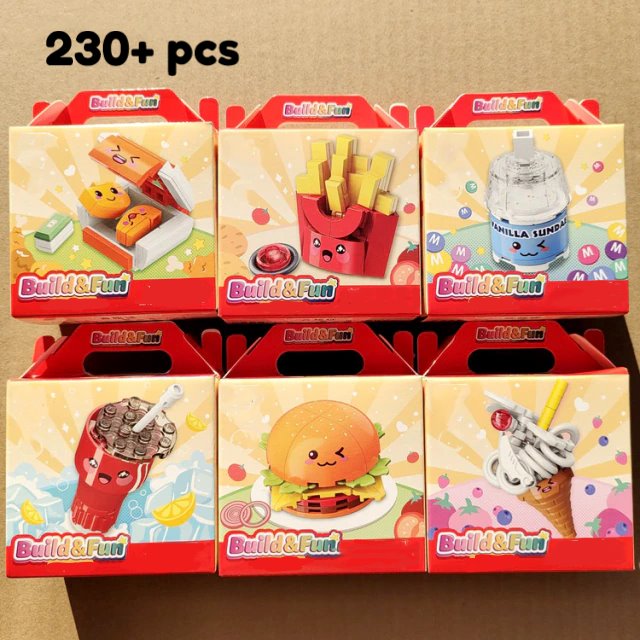 Juicy Burger Meal with Yummy Sweet Dessert Micro Sets