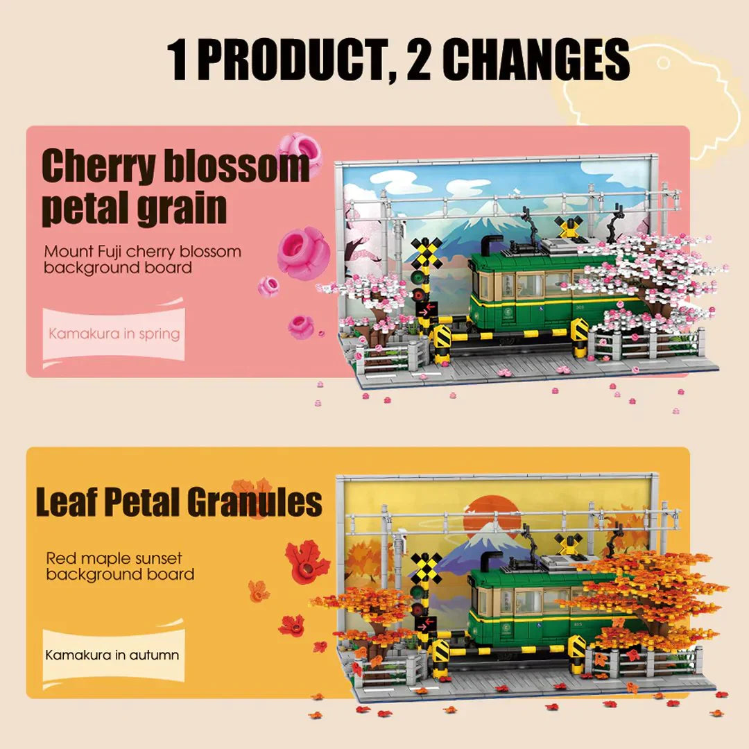 Spring & Autumn Japanese Light Up Kamakura Train Building Set - Limited Stock