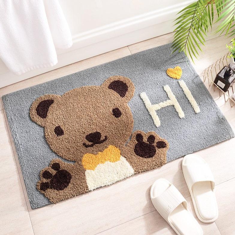 Kawaii Brown Paw Bear Bathroom Mat
