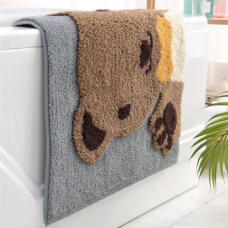 Kawaii Brown Paw Bear Bathroom Mat