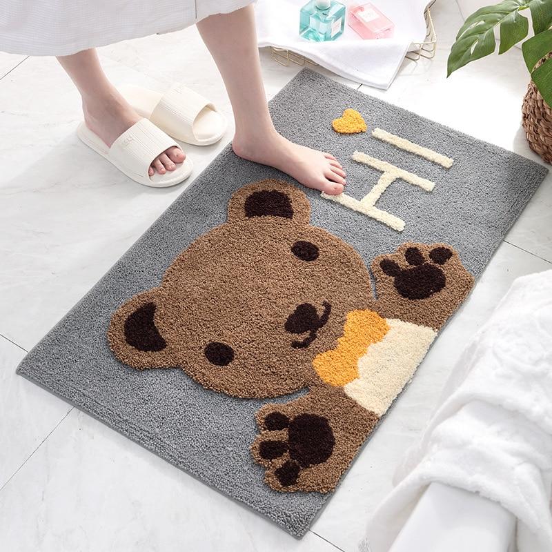 Kawaii Brown Paw Bear Bathroom Mat