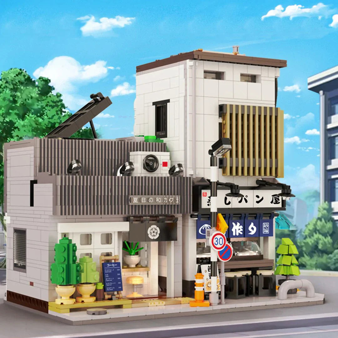 Japanese Coffee Shop Building Block Set with LED Light | 1100+ Pcs