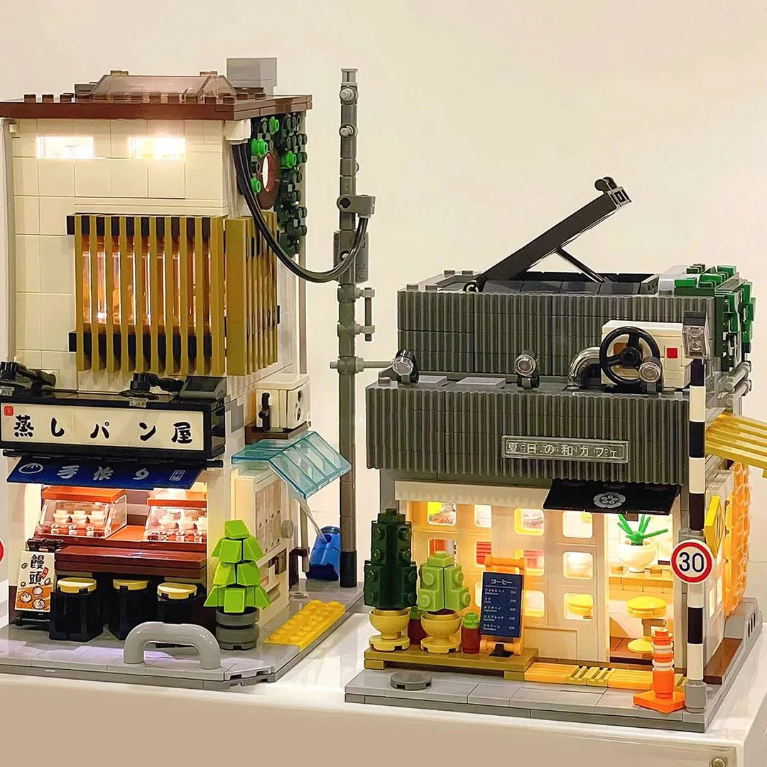 Japanese Coffee Shop Building Block Set with LED Light | 1100+ Pcs