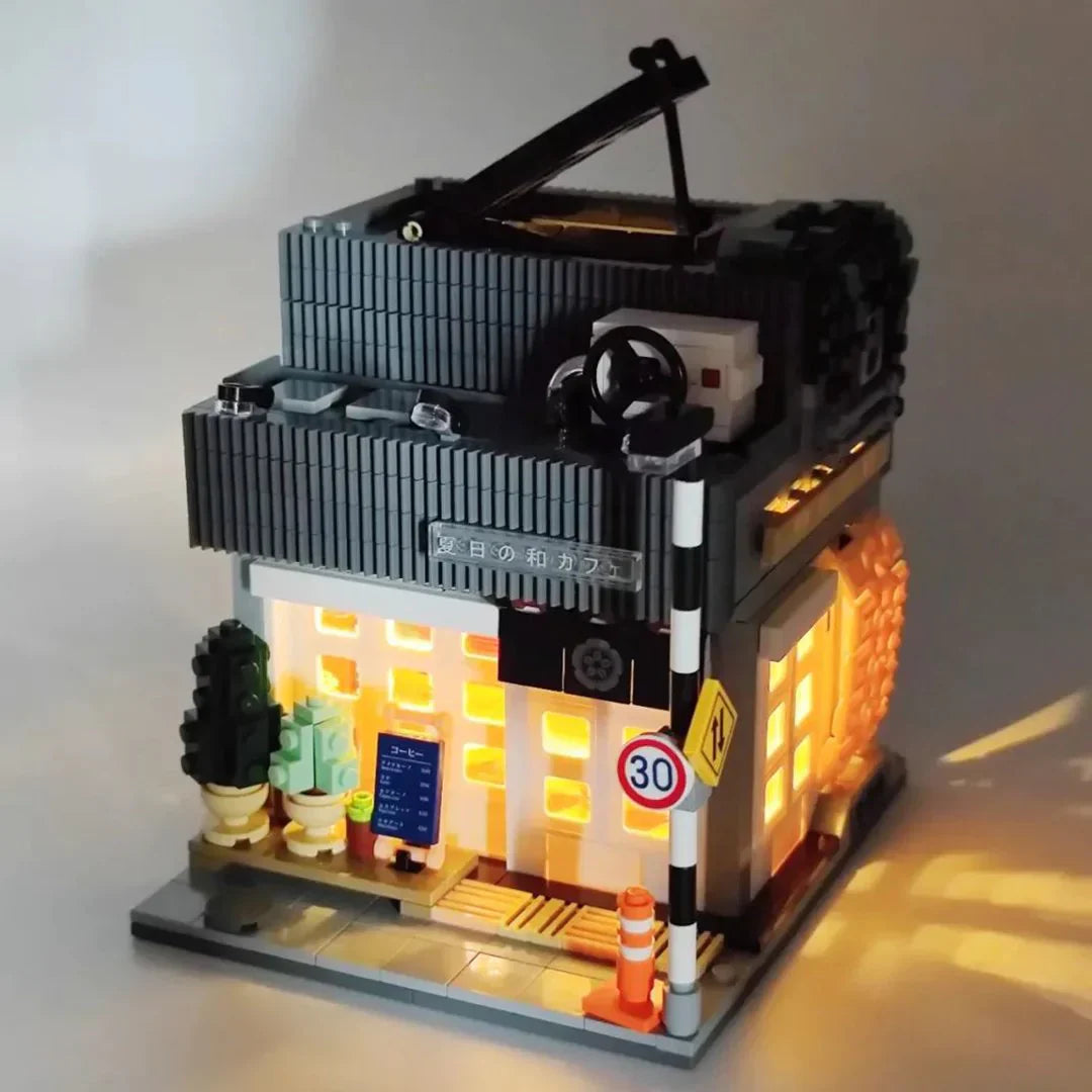 Japanese Coffee Shop Building Block Set with LED Light | 1100+ Pcs