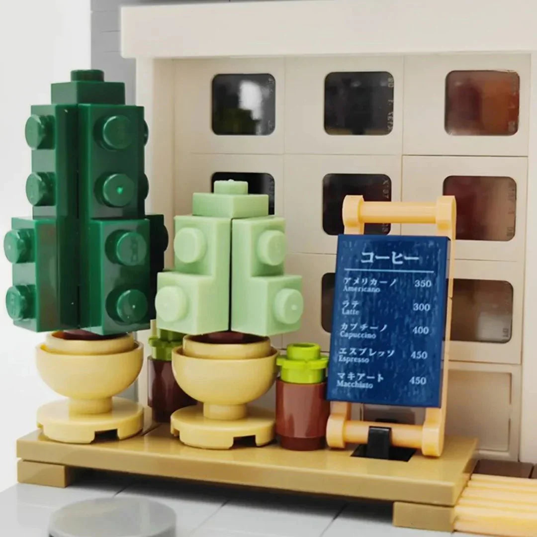 Japanese Coffee Shop Building Block Set with LED Light | 1100+ Pcs