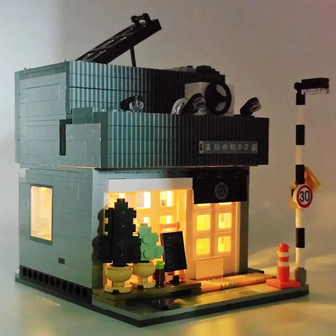 Japanese Coffee Shop Building Block Set with LED Light | 1100+ Pcs