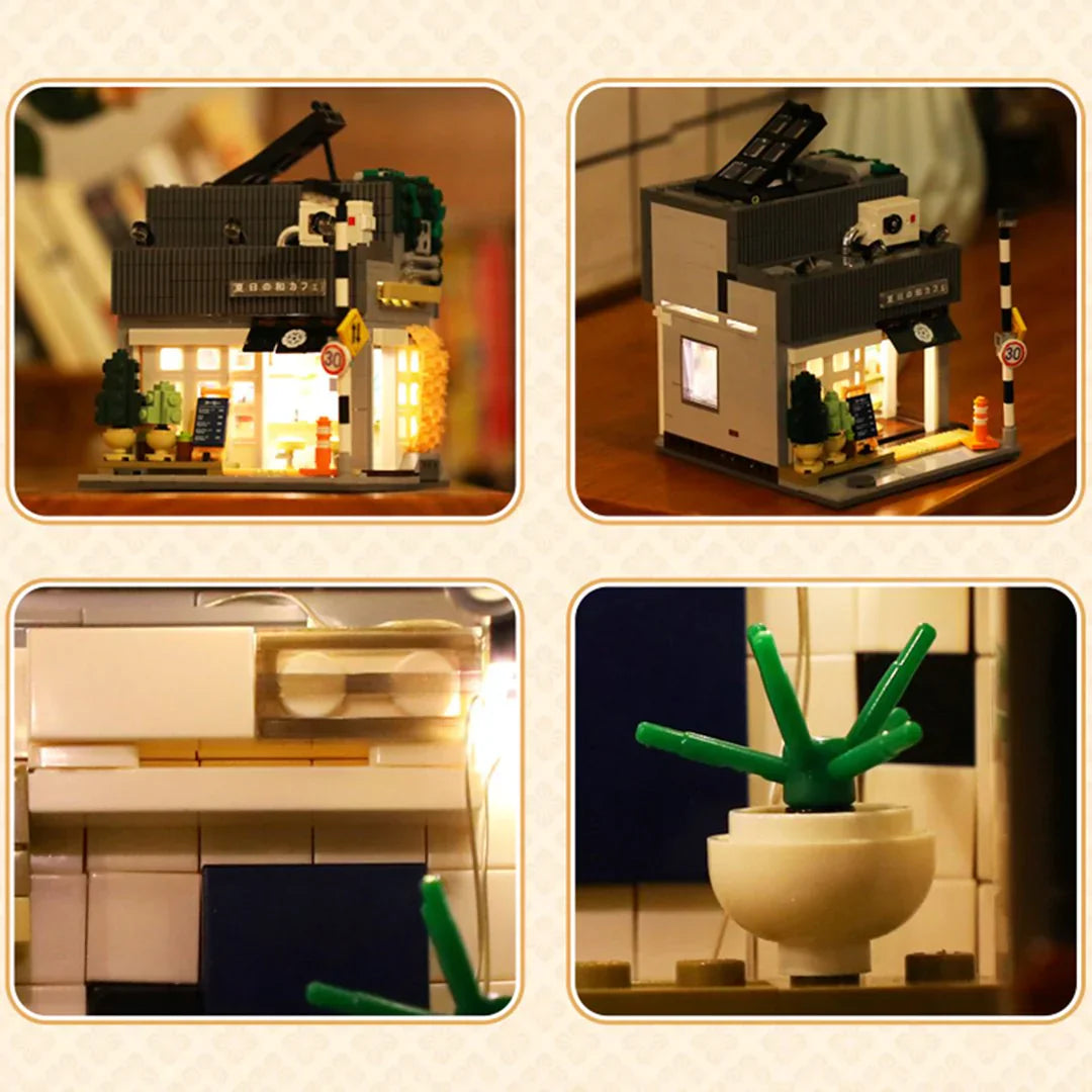 Japanese Coffee Shop Building Block Set with LED Light | 1100+ Pcs